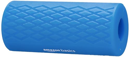 Image of Amazon Basics Thick Dumbbell & Barbell Grips | Non-Slip Rubber Grips | Easily Attachable to Barbell, Dumbbell & Kettlebell | Large | Blue
