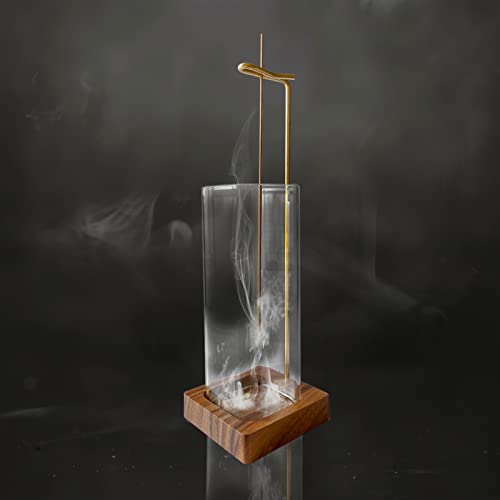 Lenedi Incense Holder For Sticks, Walnut Wood Incense Burner With Mess Free Glass Ash Catcher, Modern Incense Stick Holder With Brass Incense Clip For Home Decor Yoga Spa Meditation #TOP6