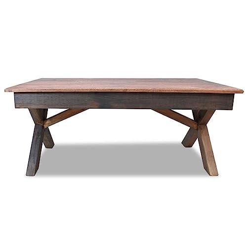 Rustic Farmhouse Coffee Table, Solid Reclaimed Wood Brown Rectangular Living