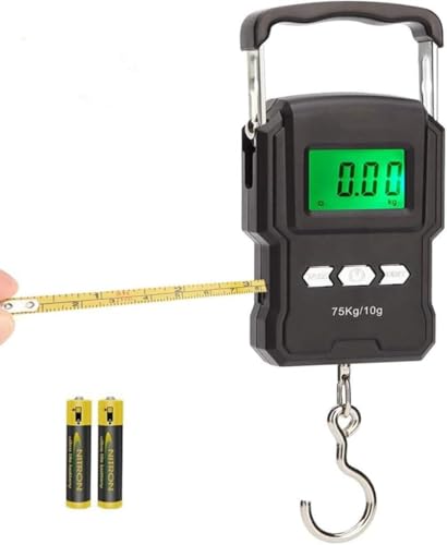 GEBYUI デジタル吊秤・釣り秤 75kg 高容量測定 巻尺付き携帯式電子秤 高精度計量 旅行・家用両用 軽量コンパクト 釣り・荷物計量必携デジタル計量器?