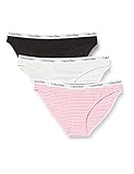 90 % coton 10 % élasthanne Calvin Klein 3pk, Lq9 sous-vêtement de Style Bikini, Feeder Stripe/Snow Heather/Black, M (Lot de 3) Femme