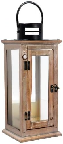 Miniatura 10 de Sintosin Faroles decorativos de madera maciza para exteriores, 15 pulgadas, farol de huracán de boda para centro de mesa, porche delantero,