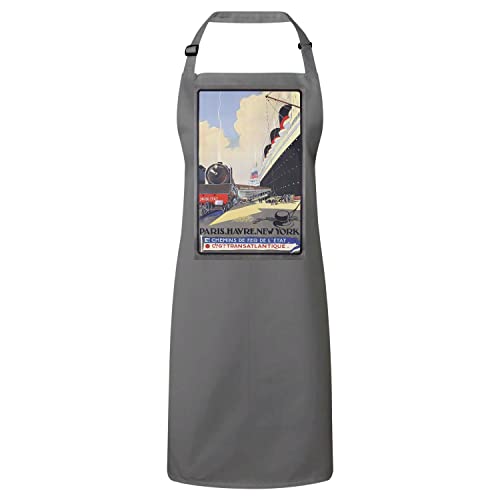 Tablier cuisine Paris New York affiche vintage paquebot style art déco premium