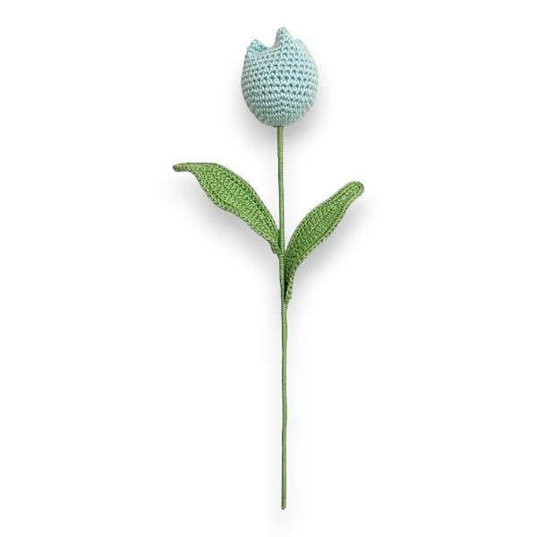 Happy Threads| Charming Tulips,Eco-Friendly Handcrafted Single Stem Crocheted Flowers - Child-Safe, Lead-Free, Sustainable Decor & Gift Solution