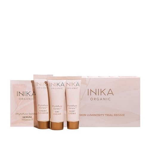 INIKA Organic Skincare Luminosity Trial Kit | Organic Skincare with Powerful Natural Clean NonToxic Ingredients. Cleanse Moisturize and Treat skin Naturally.