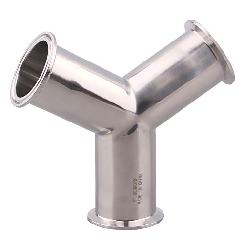 Image of DERNORD Tri Clamp Wye Clamp End True Y Type Cross Tee Tube Stainless Steel 304 Three Way Elbow 2 Inch Pipe OD
