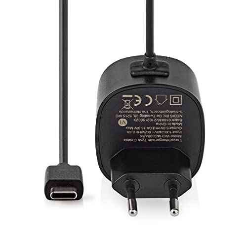 Cargador de Red Nedis USB-C para teléfono móvil con cable de 1,5 metros y potencia de 15W