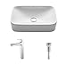Kraus C-KCV-122-15500CH White Rectangular Ceramic Sink and Virtus Faucet Chrome