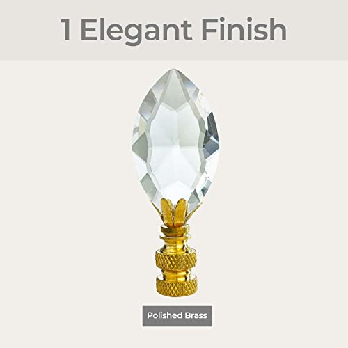 Image of Royal Designs, Inc. Pear Shaped K9 Crystal Clear Finial, Polished Brass - Pack of 2