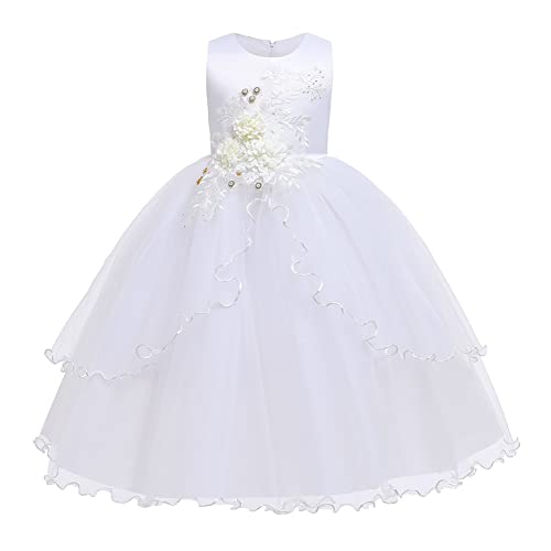 MYRISAM Flower Girls Embroidered Lace Wedding Dress Communion Formal Birthday Pageant Evening Party Long Tulle Gown