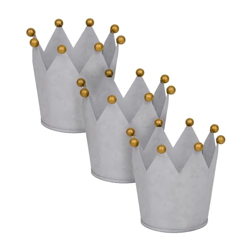 UNUS Krone Zink mit goldenen Kugeln, Gartendeko,Deko für Garten,...