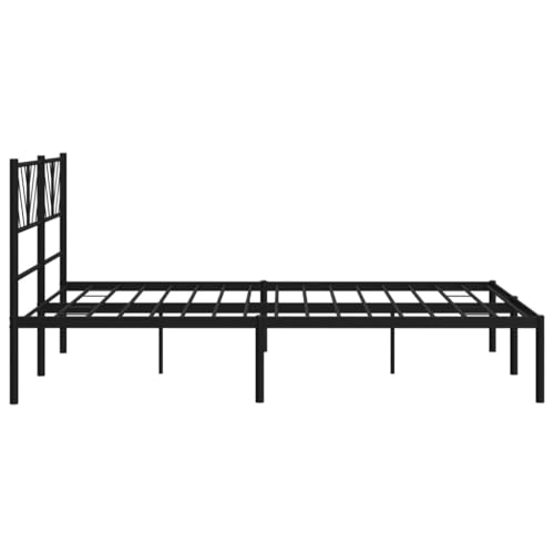 Bettgestell mit Kopfteil Metallbett Bed Frame Bettgestell Bettrahmen Kopfteil Bett Tagesbett Metall Schwarz 150x200 cm - 372181 – Bild 7