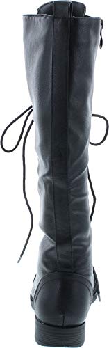 Nature Breeze Madge 02Kh Womens Knee High Lace Up Combat Boots,Black Pu,8.5 #TOP3