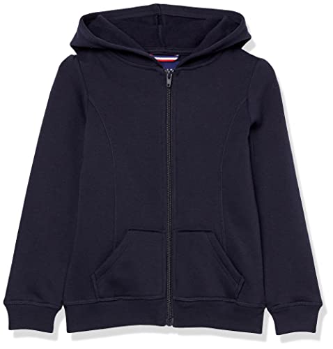 French Toast Girls' Zip-Front Fleece Hoodie, Navy, X-Small (4/5)