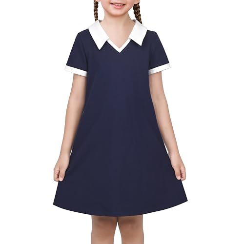 Sunny Fashion Girls Dress T-Shirt Basic Vintage Loose Straight Casual School