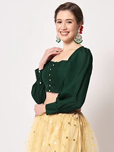 Image of studio rasa Chroma Button Down Shirt Style Blouse Crop Top for Women Girls Casual Party