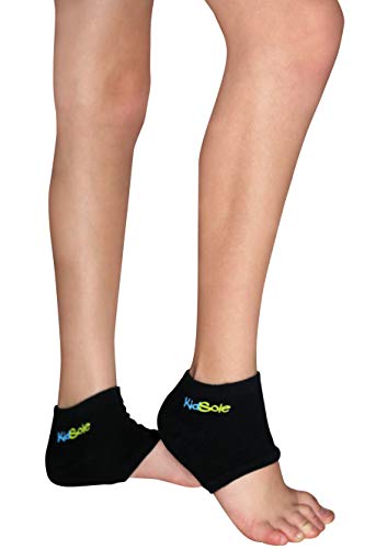 Image of Gel Heel Strap for Kids with Heel Sensitivity from Severs Disease, Plantar Fasciitis. (Black) (Teenager Sizes 6-8, Black)