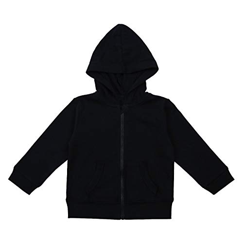 RomperinBox Unisex Solid Baby Sweatshirts Hoodies, Lightweight Full Zip-up Jackets Coat 0-24 Months (Black, 3-6 Months)