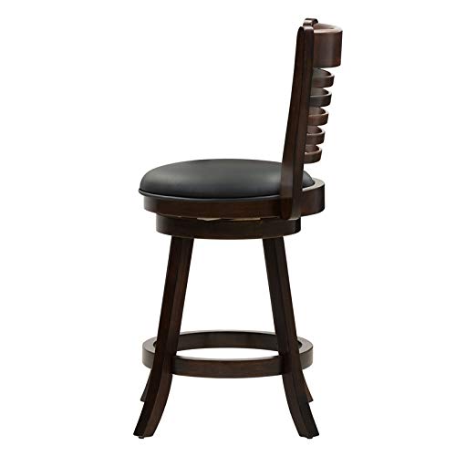 Corliving Woodgrove Cappuccino Stained Counter Height Swivel Barstool With Bonded Leather Seat, Set Of 2, 25'' Seat Height #TOP4