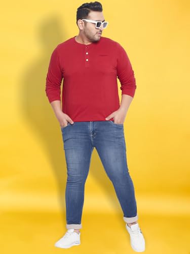 Image of Bigbanana Plus Size Men's Regular Fit Solid Henley Tshirt