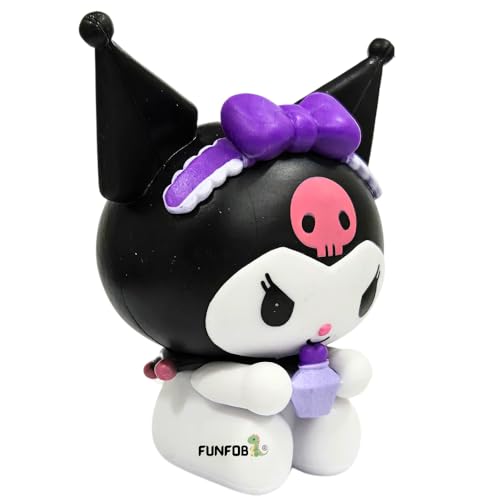 Image of FUNFOB Kuromi Action Figure Height -7.5cm Collectible Figurine PVC Multicolour | Kuromi Black Purple with Bottle