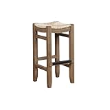 Alaterre Furniture Newport 30-Inch Wood Bar Stools with Woven Seagrass Rush Seats – Solid Wood Bar Chairs in Natural Light Amber Finish for Kitchen or Home Bar