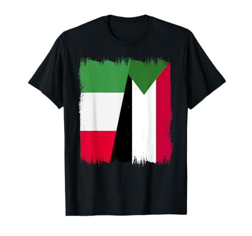Italia Sudán Media Bandera Orgullo Italiano Sudanés Camiseta