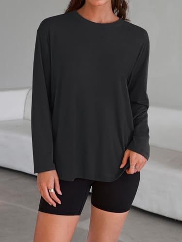 Womens Long Sleeve T Shirts 2025 Basic Crewneck Tee Fall Tops Casual Workout Y2K Clothes3