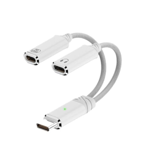 USB C �w�b�h�t�H���ƃA�_�v�^�[ 2 in 1 USB C - Aux �I�[�f�B�I �W���b�N (PD 100W �����h���O�� �P�[�u�� �R�[�h�t��)(WHITE)