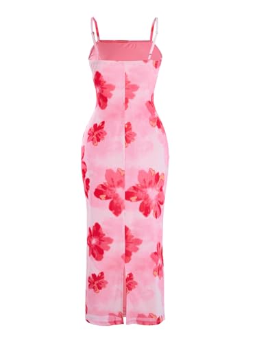Image of Verdusa Women's Spring Dresses Hawaiian Tropical Floral Slimming Dress Sun Midi Sundresses Split Vacation Outfits