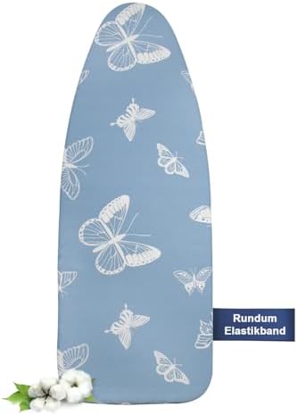 Frilodge Bügelbrettbezug mit Dicker Polsterung 120x40, 125x45 cm | Rundum-Elastikband, Klettverschlüsse, passend für Bügeltische, ideal für Dampfbügelstationen Ironing Board Cover