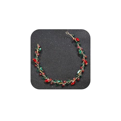 Brihasory Christmas Rhinestone Headband Green Red Crystal Wedding Hair Accessories for Brides Handmade Tiaras for Women and Girls Party Prom Hair Gems Bridal Headpieces for Wedding Bridesmaid Gifts