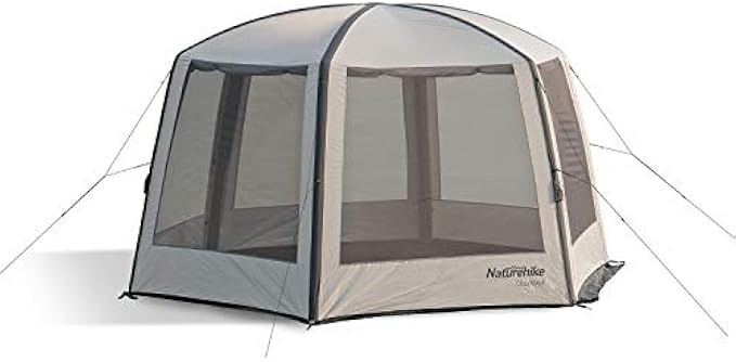 Naturehike Airpole Bower - 8-10P Screen House Room Beach Canopy Tent Hexagonal Inflatable Large Shelter for Camping, Hiking, Backpacking, Fishing (Golden)