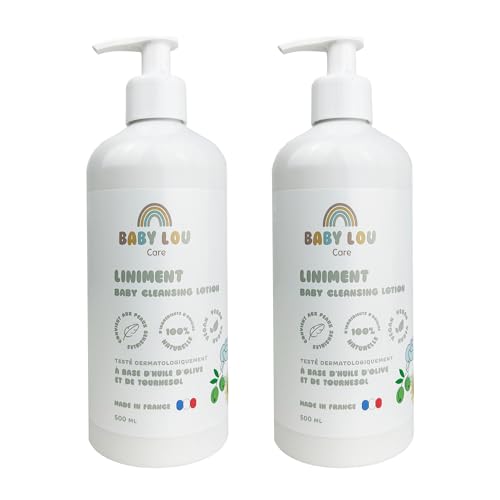 BABYLOU CARE Liniment Baby 2x500 ml | Cuidado limpiador cambia piel sensible | 100% ingredientes de origen natural y vegano, fabricado en Francia | Protege, nutre y calma la piel frágil