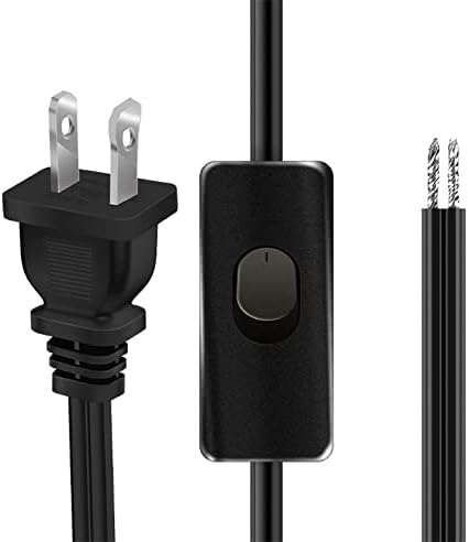 Premium Plug Wire, Lamp Cord with Switch Button, Power Cable,Replace The Light Wire, Polarized Plug, 5.3 Feet,Black