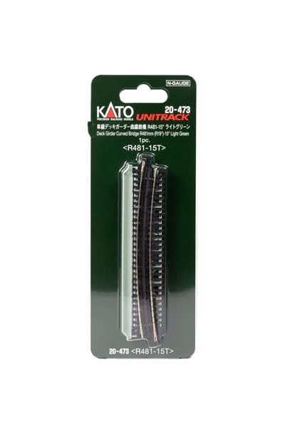 KATO N Gauge Single Track Deck Girder Curved Bridge R481-15° Light Green 20-473 Railway Model Supplies