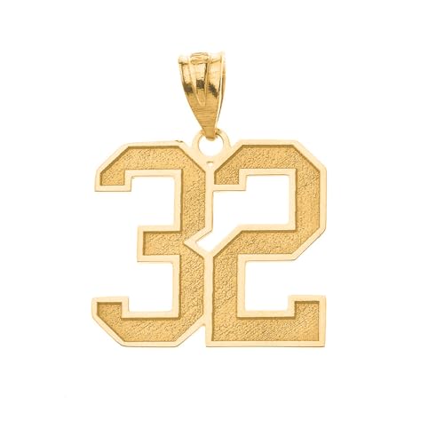 Fine 14K Yellow Gold Customizable Sports Jersey Lucky Number and Name Pendant Charm with Personalized Engraving