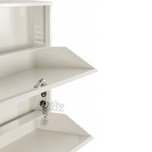 Image of DELITE KOM AIRO 24 inch 6 Shelf Double Decker Metal Shoe Rack Wall Mount for Home with Lock | Air-Vent Panels Keep Shoes Odour-Free | 18 Shoes /30 Slippers | 1Yr Warranty | 41x24x8 Ivory | DIY
