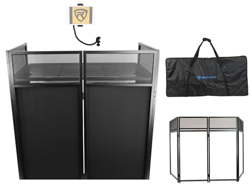 Rockville ROCKBOOTH XL DJ Event Booth Facade w/Built in Table+Travel Bag+Scrims Bundle with Rockville iStand G20 20