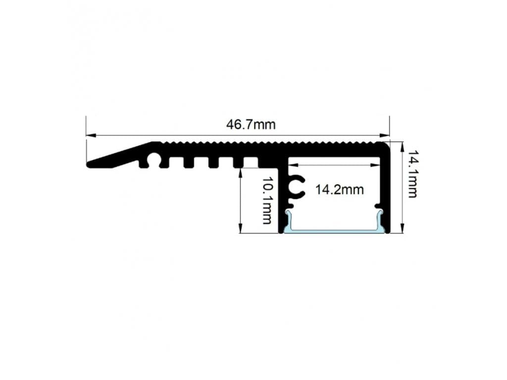 Perfil aluminio 2 m mod. Escalera para luz señalización peldaños tiras LED cubierta mate