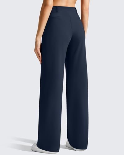Image of G4Free EverGoing Women's Wide Leg Dress Pants Pull On Stretchy High Waisted Casual Trousers with Pockets