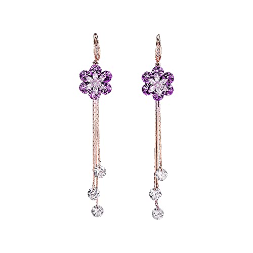 Boucles d'oreilles pour Femmes avec longs pompons et fleurs en argent