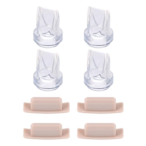 4pcs Replacement Valves & 4pcs Spout Caps for eufy Wearable Breast Pump E10/S1/S1 Pro Soft Silicone Duckbill Valves Breast Pump Parts BPA-Free Replacement Accessories Kit