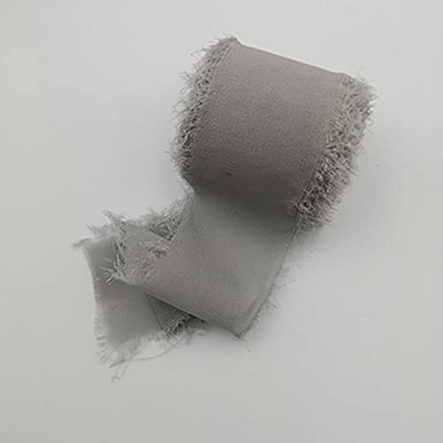 HOUDE Lot de 10 rubans en mousseline de soie avec bords effilochés - 5 m / rouleau de 3,8 cm - Faits à la main - Pour invitations de mariage, bouquets