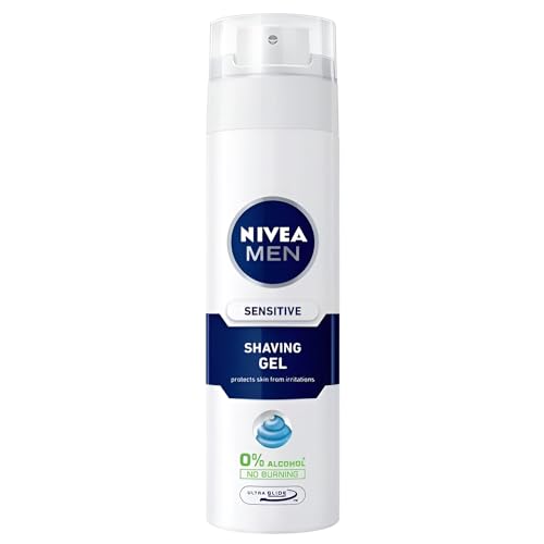 NIVEA Shaving Gel 200 ml Sensitive Skin è una vitamina E-infusa Product That Softens Beard Hair, Preventing Irritation and Promoting a Smooth Shave Without Ethyl Alcool (Pack of 1)