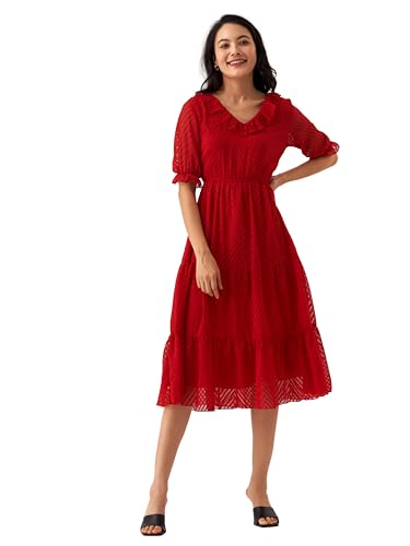Image of AASK Dress for Women One Piece Kurta Set Tops Knee-Length Fit And Flare Dresses