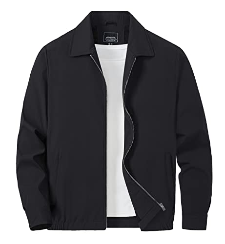 Tacvasen TCTJ-803-709-BLACK-2XL Black Jacket Lightweight Windbreaker Jackets Zip Up Light Coat Business Casual Spring Fall Jacket thumb #6