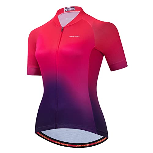 Red Black Mountain Bike Jersey Women Short Sleeve Ladies Cycling Jersey Cycle Shirt Biking Top XL
