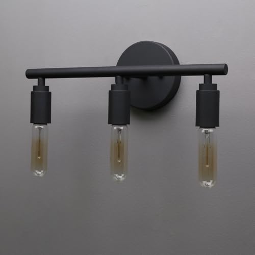 Image of PERMO 3-Light Vanity Light Black Industrial Wall Sconce for Mirror Over Sink, Hardwired wall Light Fixture for Hallway Gallery