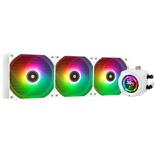 Thermalright CORE VISION 360 White ARGB-360 - Raffreddatore liquido per CPU AIO, schermo LCD IPS con...
